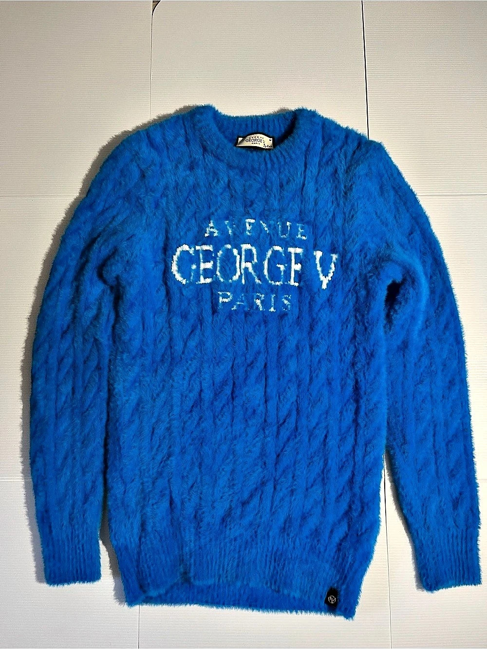 Avenue George V Paris Blue Graphic Crewneck Sweater